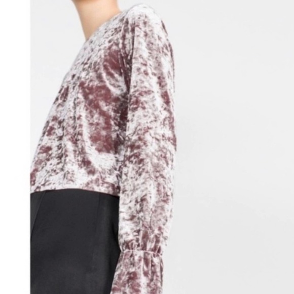 Zara W/B Collection Metallic Red Velvet Crop Top L Large - Picture 8 of 8